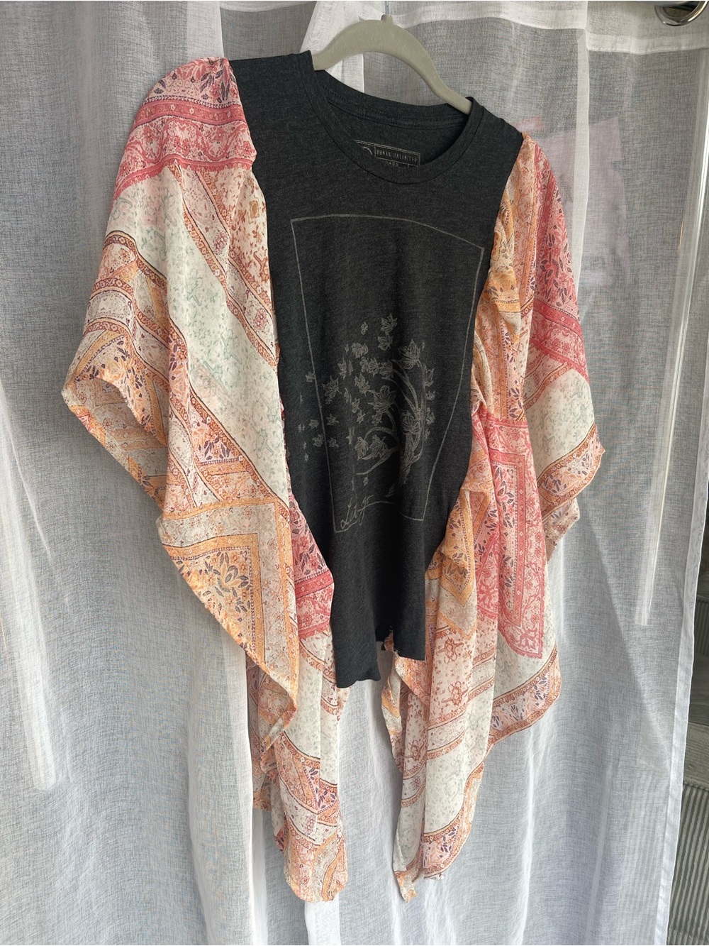 Upcycled "Let It Go" Tee Poncho | One-of-a-Kind Boho Top Free Size